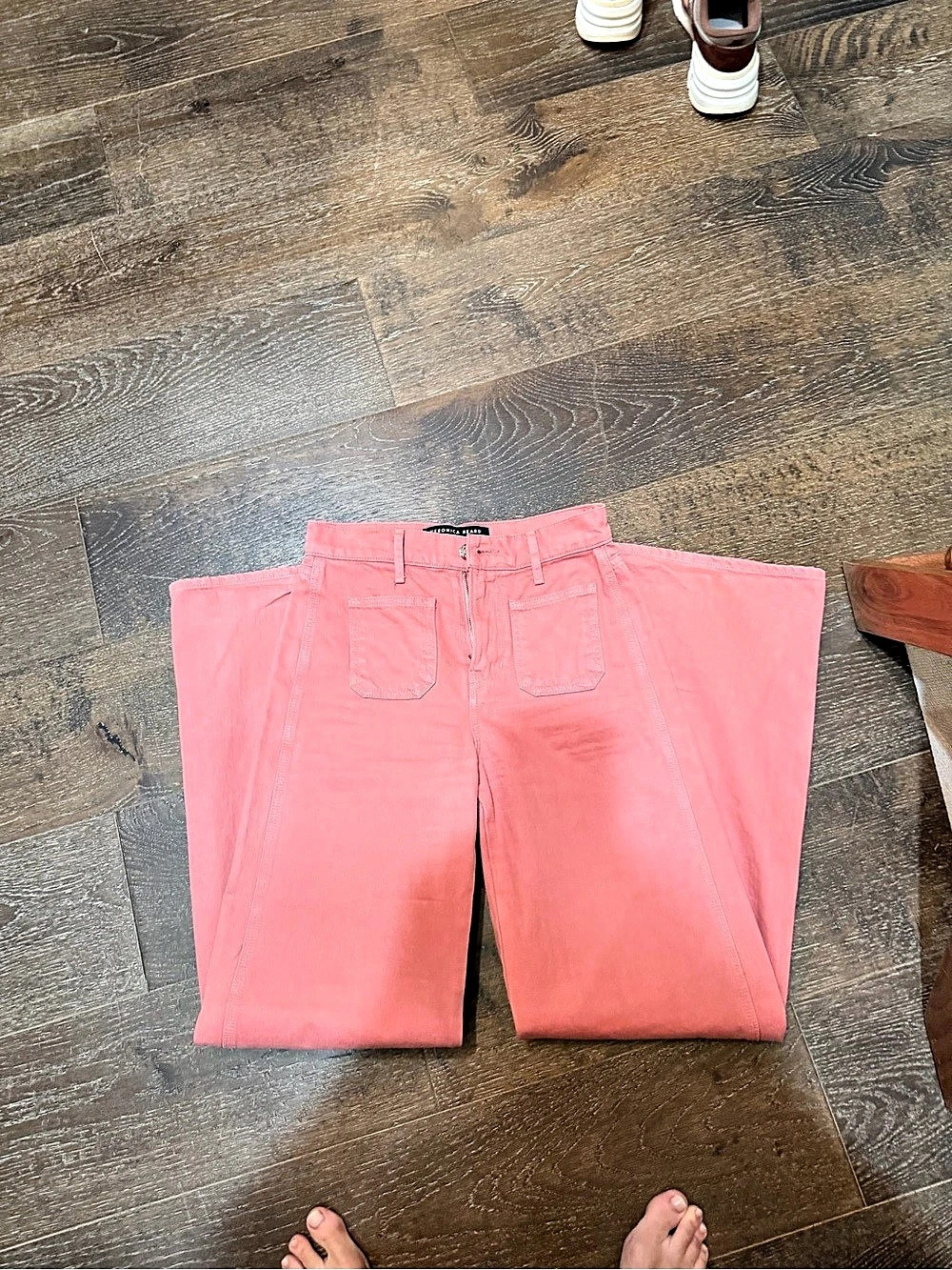 Veronica Beard Taylor Relaxed Wide Leg High Rise Wide Leg Cotton Pants in Pink